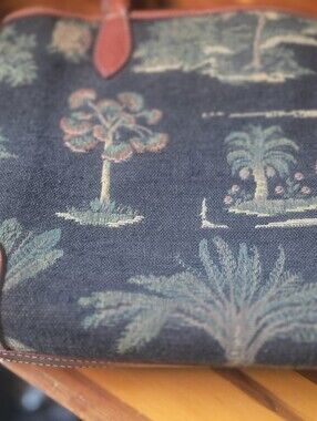 Tommy Bahama Highly Sought After Palm Tree Black Green Tapestry  Leather Straps